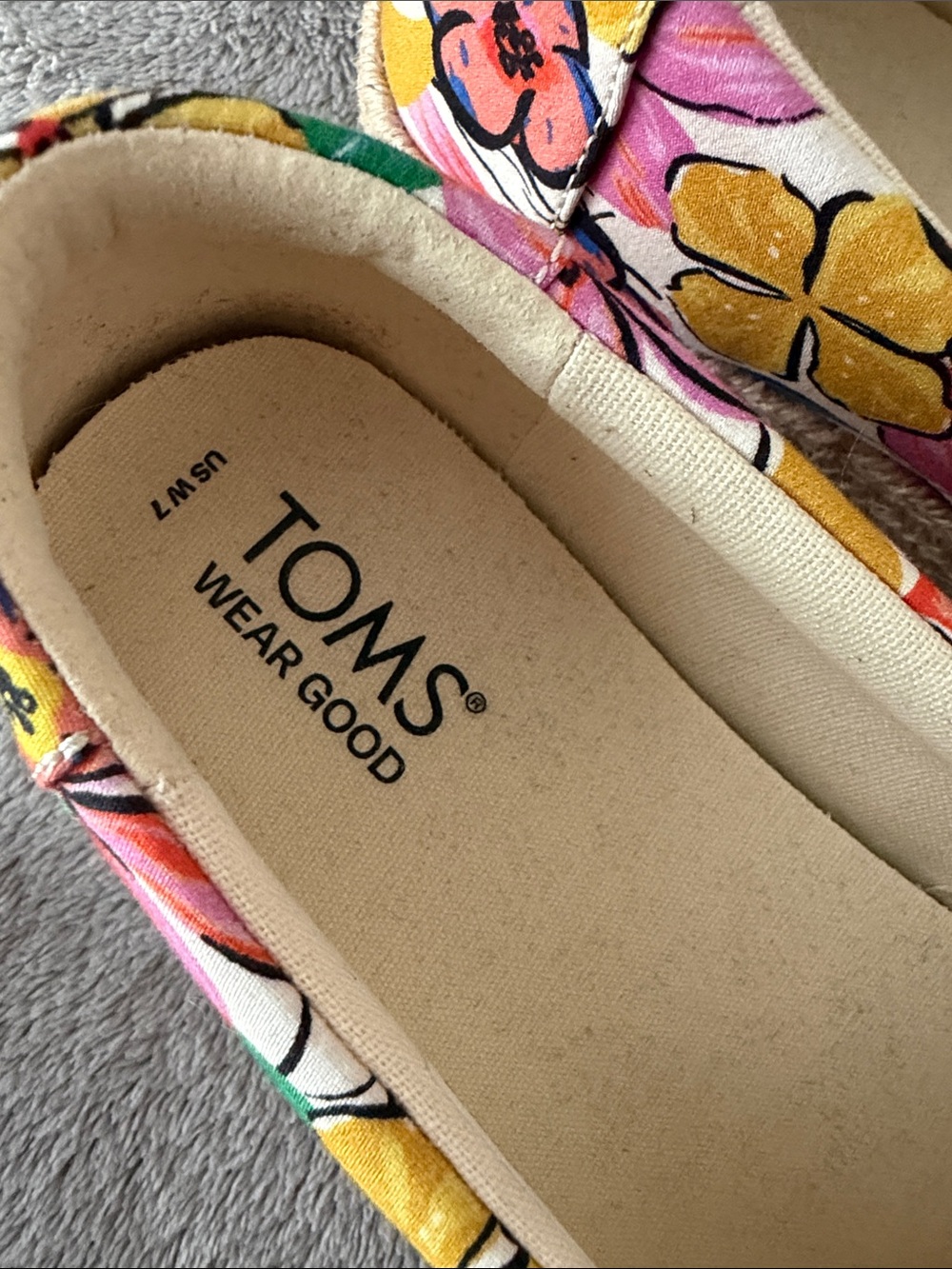 TOMS Floral Canvas Espadrilles in Pink, Yellow & Blue - Picture 4 of 7